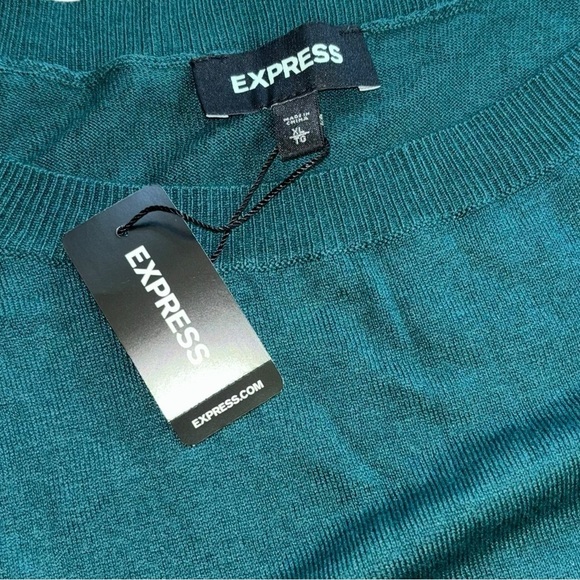 Express NWT Women’s XL Tunic Top Forest Green 3/4 Sleeves Preppy Feminine Classy - Picture 12 of 16